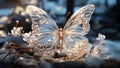 Closeup of a beautiful transparent butterfly. AI generated