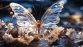 Closeup of a beautiful transparent butterfly. AI generated