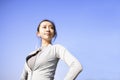 Closeup beautiful young woman face before running in the park at  morning Royalty Free Stock Photo