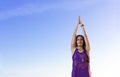 Closeup of beautiful young woman in yoga prayer pose