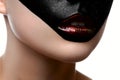 Closeup beauty girl with dark face and shiny lips