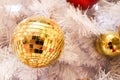 Closeup of beauty gold crystal Christmas-tree decorations Royalty Free Stock Photo