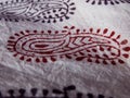 Closeup of bedsheet with famous Bagh print work