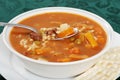 Closeup beef barley soup with a spoonful Royalty Free Stock Photo