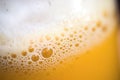 closeup of beer bubbles and froth Royalty Free Stock Photo