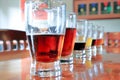 Closeup of Beer Samples in a Row Royalty Free Stock Photo