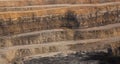 Closeup of benches cut at opencast coal mine Royalty Free Stock Photo