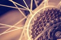 Closeup of a bicycle gears mechanism on the rear wheel Royalty Free Stock Photo