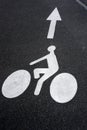 bicycle lane sign on the floor in the street Royalty Free Stock Photo
