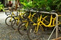 Closeup bicycle parked