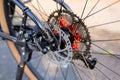 Bicycle rear wheel with brake disc part Royalty Free Stock Photo