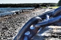 Closeup of big heavy iron chain of anchor Royalty Free Stock Photo