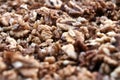 Closeup of big shelled walnuts Akhrot pile sold in market Royalty Free Stock Photo