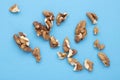 Closeup of big shelled walnuts pile, top view Royalty Free Stock Photo