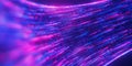 Closeup of bigdata light speed flow. Abstract digital data stream of quantum computing. Cyberspace of qubit trail waves