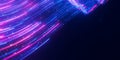 Closeup of bigdata light speed flow. Abstract digital data stream of quantum computing. Cyberspace of qubit trail waves