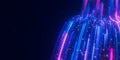 Closeup of bigdata light speed flow. Abstract digital data stream of quantum computing. Cyberspace of qubit trail waves