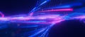 Closeup of bigdata light speed twisted flow with shallow DOF. Abstract digital data stream of quantum computing Royalty Free Stock Photo