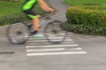 Closeup Bike lane with Cyclists ,Motion Blur Royalty Free Stock Photo