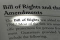 Closeup of The Bill of Rights printed and highlighted in textbook on white page. Royalty Free Stock Photo