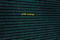 Closeup of binary code, with the inscription `ATM hacking` Royalty Free Stock Photo