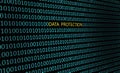 Closeup of binary code, with the inscription `data protection` Royalty Free Stock Photo