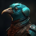 Closeup of a bird in a steampunk style clothing. Created using ai generative. Royalty Free Stock Photo