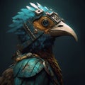 Closeup of a bird in a steampunk style clothing. Created using ai generative. Royalty Free Stock Photo