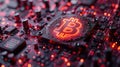 Closeup of the Bitcoin mining process showcases the intricate network of computers and algorithms that power the decentralized