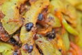 Closeup of bitter gourd delicacy