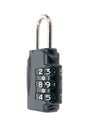 Closeup of black combination padlock isolated on white background. Padlock Royalty Free Stock Photo
