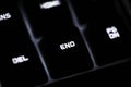 Closeup of a black computer keyboard and END button Royalty Free Stock Photo