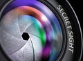 Closeup Black Digital Camera Lens with Secret Sight. 3D.