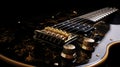Closeup black electric guitar on a dark background Royalty Free Stock Photo