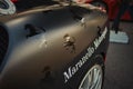 Closeup of black Ferrari super car on the asphalt road in Melbourne, Australia