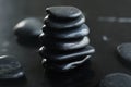 Closeup of black hot rocks for stone massage Royalty Free Stock Photo