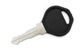 Closeup of a black key isolated on white