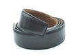 Black leather belt for men rolled on white background Royalty Free Stock Photo