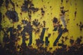 Closeup of black numbers on a rusty yellow metal - a cool picture for backgrounds and wallpapers