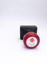 closeup black red plastic stamp Royalty Free Stock Photo