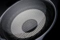 Closeup of a black speaker sub woofer Royalty Free Stock Photo
