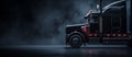 Closeup on a black truck isolated on a dark background, banner Royalty Free Stock Photo