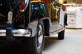 Closeup of a black vintage car.  Back view part of retro car Royalty Free Stock Photo