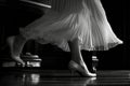 closeup black and white image of woman feet