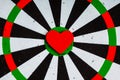Closeup black white target with heart bullseye as love background Royalty Free Stock Photo