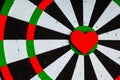Closeup black white target with heart bullseye as love background Royalty Free Stock Photo