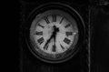 Closeup black and white view of an old clock in public park in Braga city, Portugal Royalty Free Stock Photo