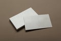 Closeup of stack of blank business cards on the brown surface Royalty Free Stock Photo