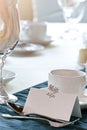 Closeup of blank placecard on wedding table Royalty Free Stock Photo