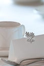 Closeup of blank placecard on wedding table